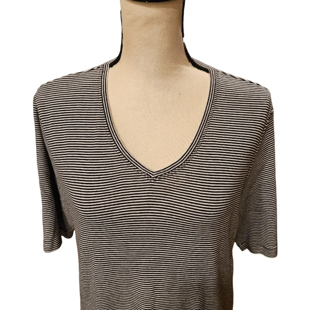 Chico's Black and White Striped Shirt - Picture 2 of 6